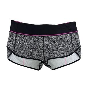 Lululemon Speed Shorts Static White Black/Black/Raspberry Glo Light Size 8 RARE